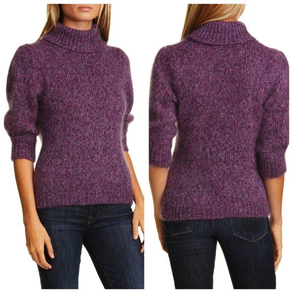 Lewit Purple Hued Mohair Silk Turtleneck Sweater